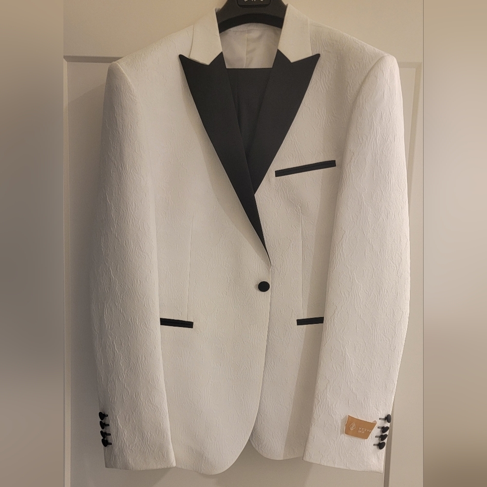 Elegant White and Black Men's Blazer